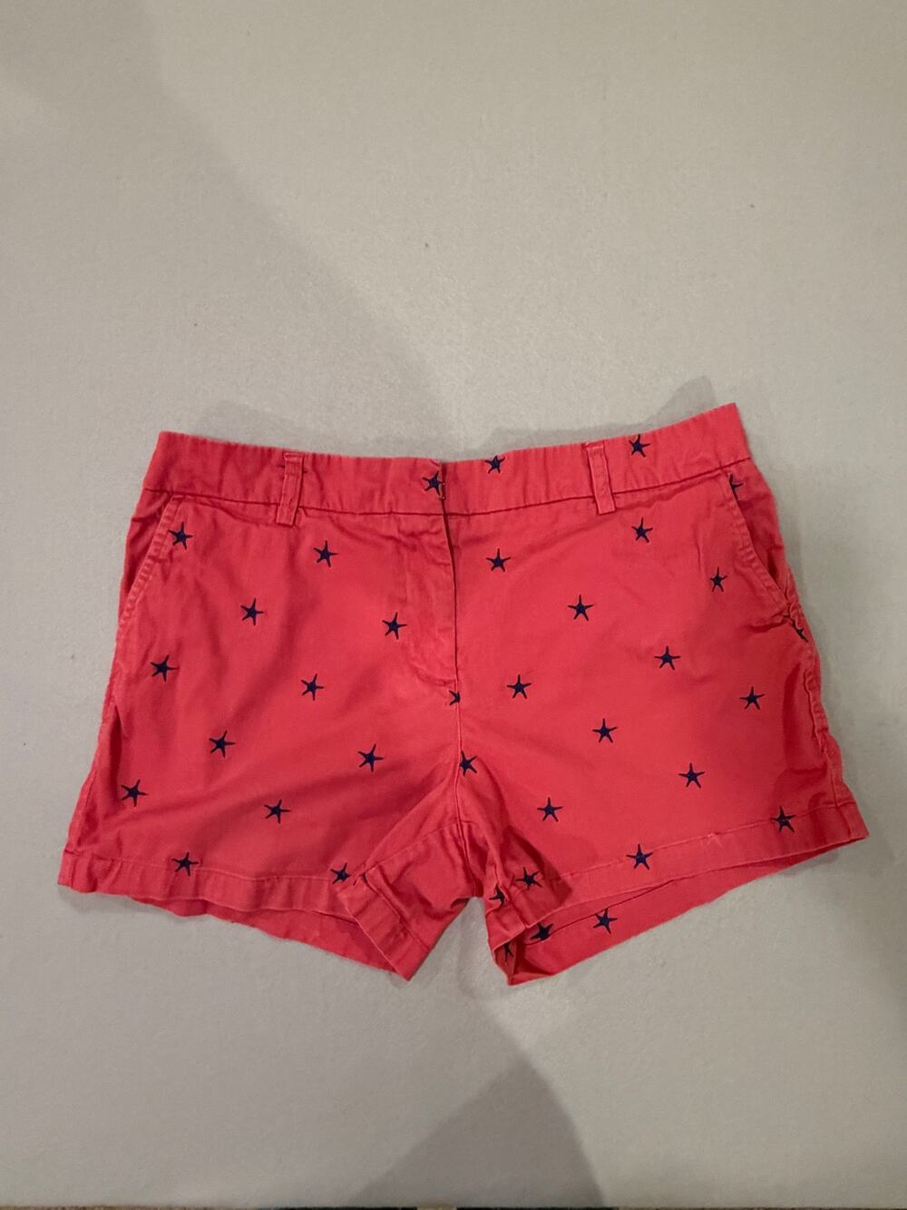 Cambridge Dry Goods Women’s Star Print Chino 4”Shorts Pink Coral Size 12